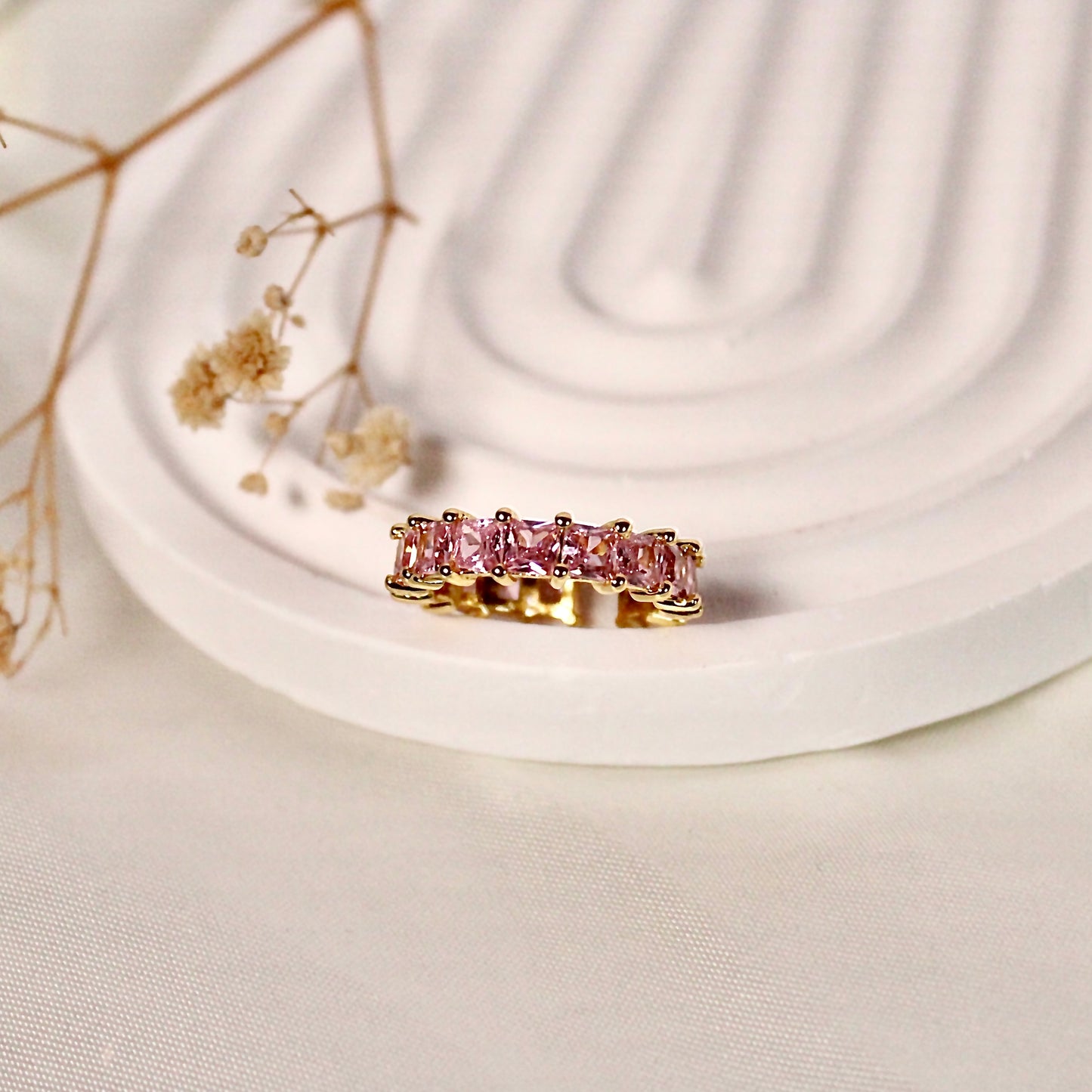 ANILLO ZIRCONIAS ROSA