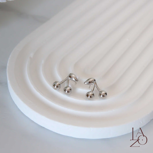 ARETES CHERRY PLATEADOS