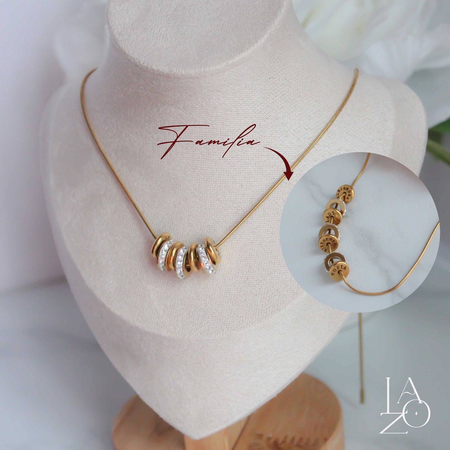 COLLAR FAMILIA PERSONALIZADO CON ZIRCONIAS