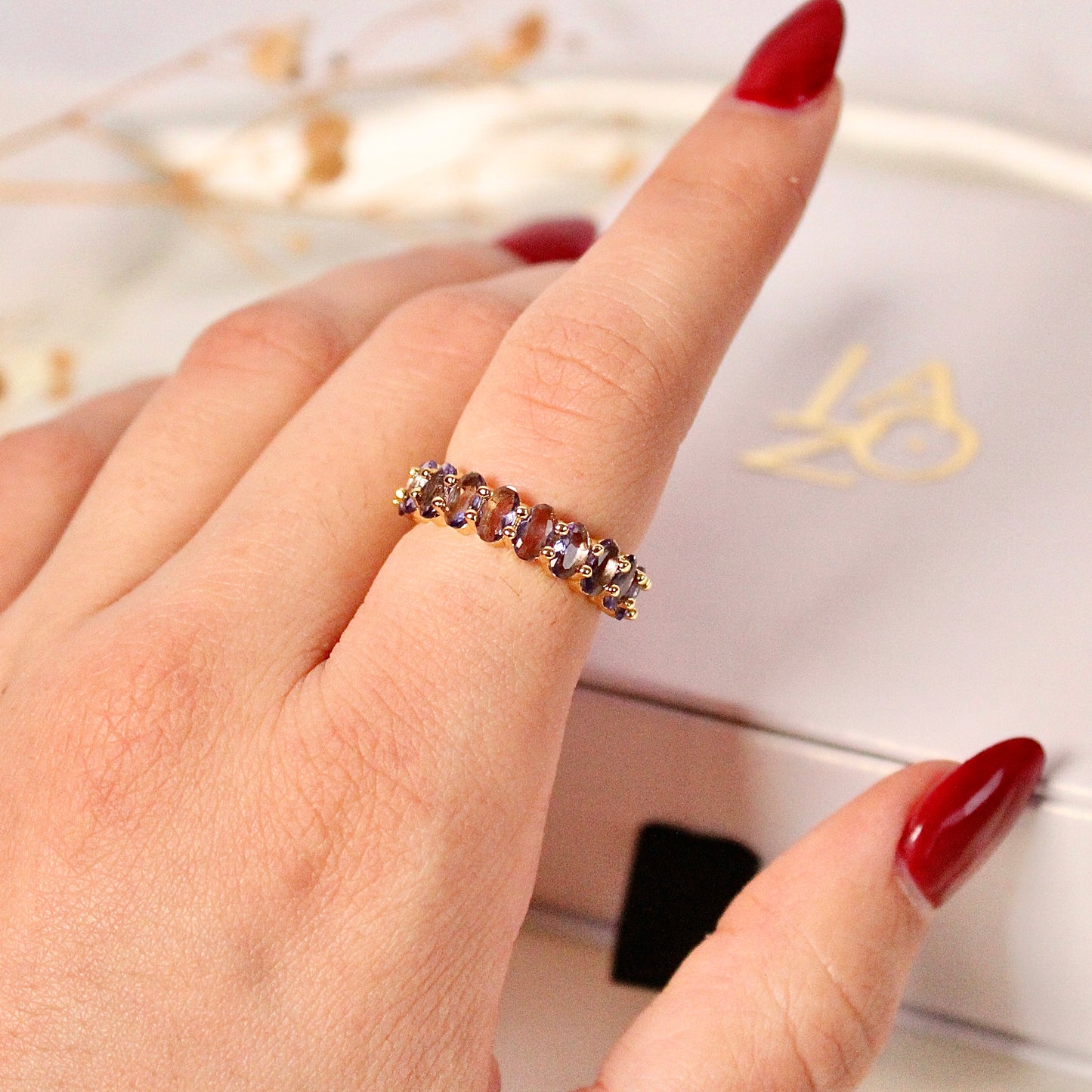 ANILLO ZIRCONIAS LILA